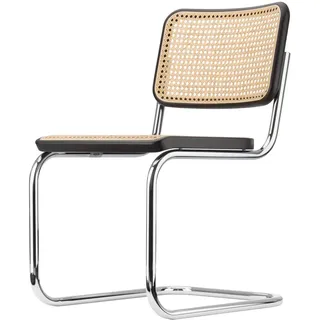 Thonet Stuhl Freischwinger S32V Eiche dark melange inkl. Filzgleiter Set / Gestell weiß lackiert