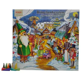 KNOX Duftkerze 090000 22, Adventskalender Budenzauber, 24 verschiedene Räucherkerzen, Made in Germany