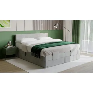 PAARA Boxspringbett 25GM elektrisch verstellbar mit Motor Dachschräge, Belüftungssystem grau 120 cm x 200 cm