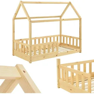 Juskys Kinderbett Marli 80 x 160 cm Kiefer massiv natur beige