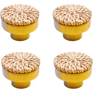 Naturrattan-griffe Für Kindermöbel, Set Mit 4 Runden Holzgriffen (4 X 3 Cm) Inklusive Schrauben