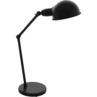 EGLO Tischlampe Exmoor, 1 flammige Tischleuchte Vintage, Industrial, Retro, Schreibtischlampe aus Stahl, Nachttischlampe, Bürolampe in Schwarz, Lampe mit Schalter, E27 Fassung