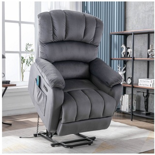 Merax TV-Sessel Elektrischer Sessel zum Aufstehen und Entspannen, USB-verstellbar, Massagesessel mit Wärmefunktion, Relaxsessel mit Liegefunktion grau