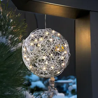 esotec Kugelleuchte Aluminium ⌀ 25 cm 50 LEDs inkl. Akku warmweiß