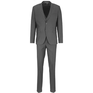Anzug 3-teilig STEFFENKLEIN "SteffenKlein Anzug", Herren, Gr. 52, N-Gr, grau (anthrazit), Obermaterial: 65% Polyester PES. 35% Viskose CV. Futter: 100% Polyester PES. 100% Polyester PES., uni, slim fit, Anzüge