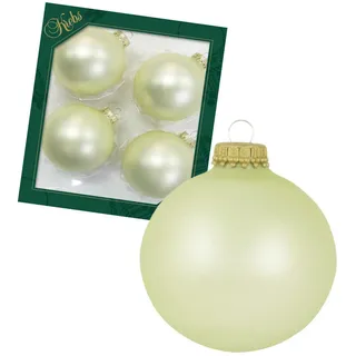 Krebs Glas Lauscha Weihnachtskugeln Elfenbein Matt uni 8 cm,