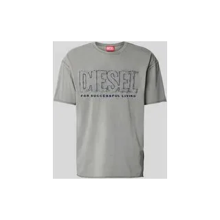Regular Fit T-Shirt mit Logo-Detail, Mittelgrau, S