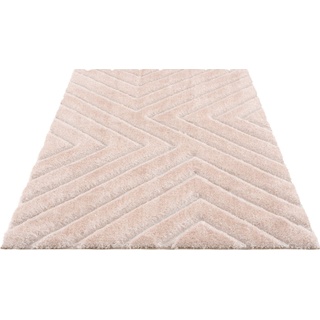 Hochflor-Teppich Fiori, andas, rechteckig, Höhe: 43 mm, Pastellfarben, mit handgearbeitetem Konturenschnitt, Teppich,Hochlor beige 240 cm x 320 cm x 43 mm