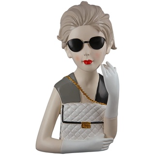 GILDE Deko Poly Skulptur Figur Lady - mit Handtasche - Dekoration Wohnzimmer - Höhe 29 cm, 37196, Grau