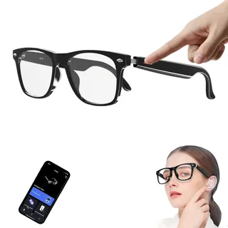 Cyanvue Ai Smart Glasses,smart Glasses with AI,smart Brille,brille Mit Kopfhörer Bluetooth,2025 Neu AI Übersetzungsbrille Mit 100+ Sprachen, Echtzeit Translation Kabellose Earbuds Antiblau-Licht-B