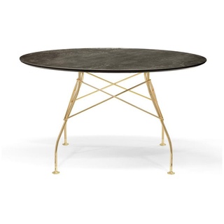 Kartell Glossy Marble Tisch rund groß gold / Marmoroptik Aged Bronze