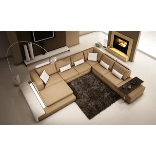 JVmoebel Wohnlandschaft Braunes U-Form Leder-Sofa mit Boxspring-Polsterung und Stauraum, Made in Europa braun