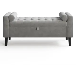 GarveeMore Polsterbank Polsterbank mit Stauraum Flurbank Sitzbank,Samt 118x43x64cm grau