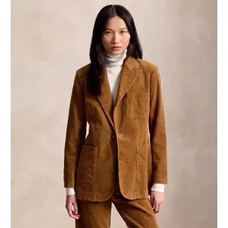 Polo Ralph Lauren für Damen. 211B17221002 Beiger Cordblazer mit einreihiger Knopfleiste (42), Lässig, Baumwolle