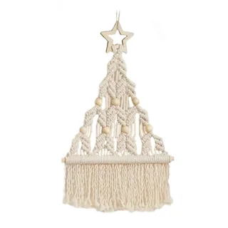 Herfair Weihnachtsdeko Weihnachtsbaum Weihnachtsbaumschmuck Makramee Wandbehang Wandteppiche Gewebte Makramee Wandbehang Deko Wanddeko für Weihnachten Dekor (Weiß)