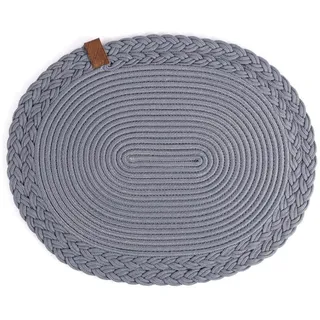 Darido Grau Platzset aus Gewebter Baumwolle, 40x30cm, Handgefertigte Tischdeko, Tischsets Abwaschbar, Hitzebeständiger Tischset Oval, Weihnachten und Wohnungseinrichtungen