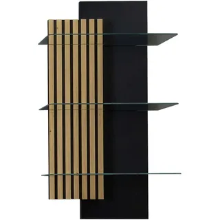 Moderano Wandregal, Anthrazit, Wildeiche, Glas, Holzwerkstoff, furniert, 60x108x28 cm, Küchen, Küchenmöbel, Küchenregale