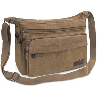 Aucuu Wasserdichte Umhängetasche Herren, Multi-Tasche Messenger Bag, Leinwand Schultertaschen, Canvas Crossbody Tasche, Arbeitstasche, Herrentasche für Schule Reisen Arbeits - M
