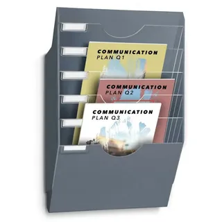 CEP Prospekthalter 1001531061, ReCeption, grau, Wandprospekthalter, Kunststoff, 6 x A4 quer
