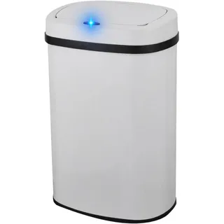 Bayt Mülleimer mit Sensor 60 Liter - Automatischer Abfalleimer für in der Küche, Badezimmer und Heimbüro, Berührungslos, Edelstahl, Geruchsarm, Innenring, Weiß