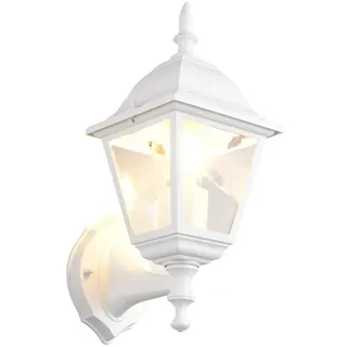 TRIO Leuchten LED Außen-Wandleuchte Landhausstil Laterne stehend Höhe 34cm, LED wechselbar, warmweiß, Außenleuchte zur Fassadenbeleuchtung, E27 Außenlampe Wand-Laterne weiß