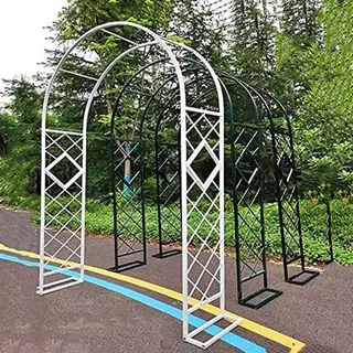Schwer Rosenbogen Verzinkt Gartenbogen Gartenbogen Gartenlaube für Verschiedene Kletterpflanzen, Breit 180cm 200cm 220cm 240cm 260cm 280cm Wetterfest Und Freistehend ( Farbe : Weiß , Größe : W240xH230