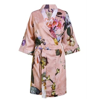 Essenza Damenbademantel »Fleur«, Kurzform, Baumwolle, Kimono-Kragen, Gürtel, mit Blumenprint rosa L