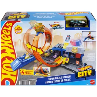 Hot Wheels City Super Polizeistation Autorennbahn JBM71