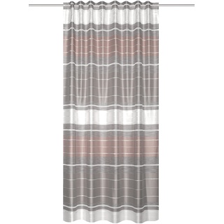 Home Fashion 85145 | Fertigvorhang Anouk Dekostoff Querstreifen mit Effektfransen | Rose | 160 x 140 cm