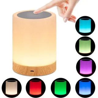 Nachttischlampe, Led-nachtlampe Mit Dimmer, 360°-berührungssensor, Usb Wiederaufladbar, Tragbare Tischlampe, 16 Farben (warmweiß)