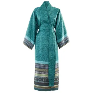 Bassetti Kimono MASER, knieumspielend, Baumwolle, Schnürverschluss, aus Baumwoll-Satin grün S-M