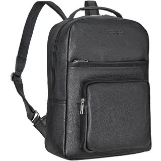 STILORD Glover Business Lederrucksack für 15,6 Zoll Laptop Rucksack für Damen und Herren DIN A4 Office Backpack für Büro Uni Arbeit Schule aus Echtleder Farbe:schwarz