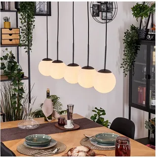 hofstein Hängeleuchte Hängelampe aus Metall/Milchglas in Schwarz/Weiß, ohne Leuchtmittel, moderne Pendelleuchte im Retro/Vintage-Design, 5 x E14 weiß