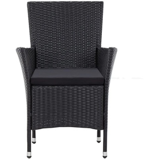 5-tlg. Gartengarnitur | Gartenmöbel Set mit Tisch & 4 Stühlen | Balkonmöbel | Essgruppe für 4 Personen Poly Rattan Schwarz Für Garten Terrasse...