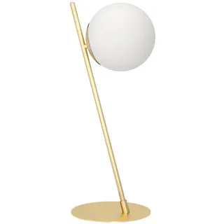 Tischleuchte EGLO "RONDO 4" Lampen Gr. Ø 0,00 cm Höhe: 56,50 cm, messing, gebürstet weiß Tischlampen Nachttischlampe, Metall in Messing, Glas Opal-matt, E27 Fassung