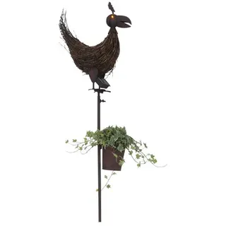 NÄVE Solar-Erdspieß, Huhn, LED, 0,3 Ah, Metall/Naturmaterialien - orange