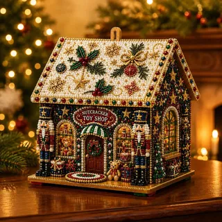 Diamond Painting Weihnachten,3D Holz Weihnachtsdorf Weihnachtshaus (K) | Diamond Painting Erwachsene,DIY Diamant Painting Weihnachtsstadt Weihnachtsbaumschmuck,Malen nach Zahlen Geschenk