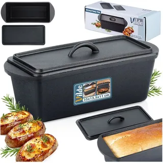 Vilde Brotform Brotbackform Backform Kastenform aus Gusseisen mit Deckel CAST LINE 35 cm 3 L - Schwarz
