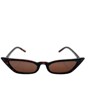LUXXADA Sonnenbrille Damen Cat Eye extra schmal Influencer Festival Brille Extra Schmale Katzenaugen Gläser in Braun Getönt braun