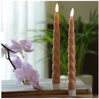 MARELIDA LED-Kerze LED Stabkerzen Twist Tafelkerzen gedreht Echtwachs H: 25cm rosa 2St (2-tlg) rosa
