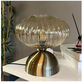Bamyum Nachttischlampe Elegant Retro Glas Tischlampe mit Kabel, ohne Leuchtmittel weiß Runde