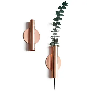 Blumenvase aus Metall, DINOWIN Wandvase Geometrischer Behälter Getrocknete Gräser und Metallständer Vasen Von Ornament Künstliche Blume Moderne Kunst Blumen Arrangement (Roségold)