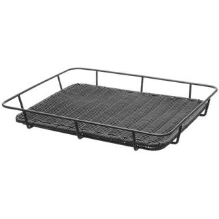 HENDI Brotkörb, mit Edelstahlrand, Brötchenkorb, Körbe, 400x300x(H)50mm, Polypropylen/Edelstahl, Schwarz