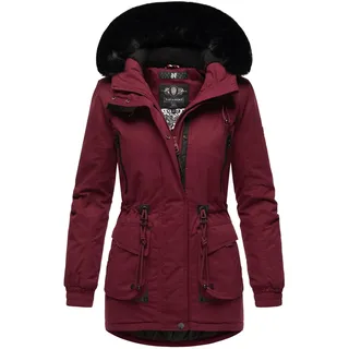 Navahoo Damen Wintermantel Winterjacke Baumwolle Parka mit Kapuze Kunstpelz Olessaa S-XXL (DE/NL/SE/PL, Alphanumerisch, XXL, Regular, Regular, Bordeaux) - XXL