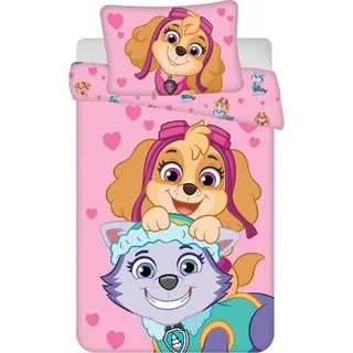 Jerry Fabrics Baby Kinder Bettwäsche Set : Bettdeckenbezug 100x135 cm & Kissenbezug 40x60 cm Wendemotiv Paw Patrol 100% Baumwolle für Mädchen