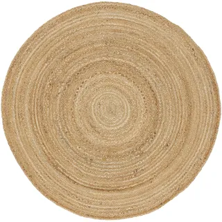 Teppich CARPETFINE "Nele Juteteppich Naturfaser" Teppiche Gr. Ø 300 cm, 6 mm, 1 St., beige (natur) Esszimmerteppiche geflochtener Wendeteppich aus 100%Jute, in rund und oval, viele Größen