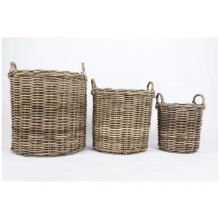 BURI Übertopf 3er Set Weidenkörbe rund aus Holz Blumentopf Tragekorb 58cm