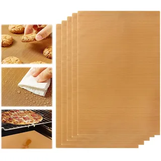 MUYAPAY Dauerbackfolie 5er-Set Backmatte 30x40cm Das Premium Dauerbackmatte, Backunterlagen Set Teflon antihaft bis 260 °C Grillmatte für Backofen und Grill