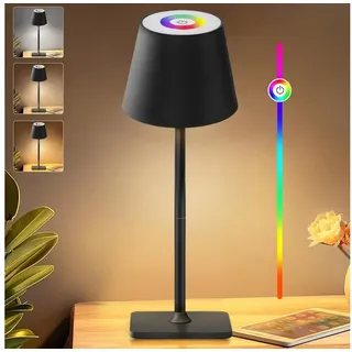 Quntis LED Tischleuchte dimmbare Lampe, Nachttischlampe, kabellose Tischleuchte, Dimmbar/Farbwechsel, LED fest integriert, Warmweiß / Neutralweiß / Kaltweiß / RGB, Wohnzimmerlampe, Schreibtischlampe, Outdoor-Lampe, Kinderlampe schwarz