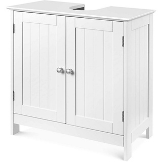 Homfa Waschbeckenunterschrank Unterschrank, Badezimmerschrank weiß, aus Holz, 60x30x60cm weiß